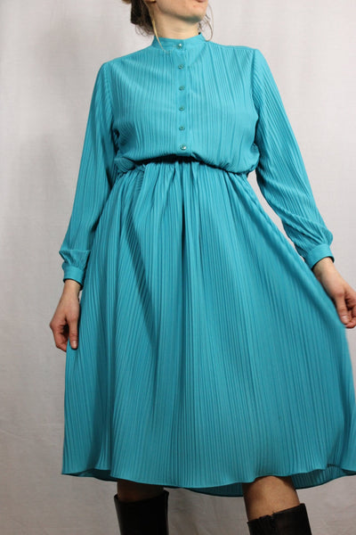 70's Women's Dress Turquoise Size 38/40-Dresses & Jumpsuits-Bij Ons Vintage-38/40-Bij Ons Vintage
