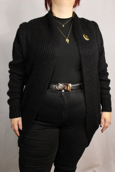 Acrylic Women's Cardigan Black-Pullovers & Cardigans-Bij Ons Vintage-#REF!-Bij Ons Vintage