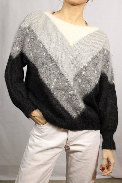 Mohair Women's Pullover Black Size S-Pullovers & Cardigans-Bij Ons Vintage-S-Bij Ons Vintage