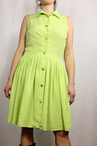 70's Women's Dress Apple Green Size 38/40-Dresses & Jumpsuits-Bij Ons Vintage-38/40-Bij Ons Vintage
