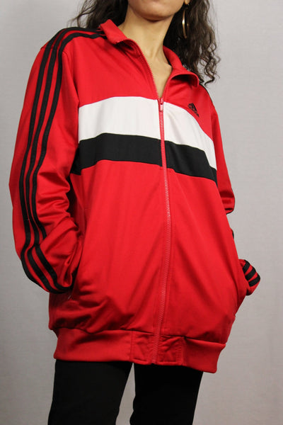 Adidas Polyester Unisex Branded Sport Jackets Red Size L-Jackets-Bij Ons Vintage-L-Bij Ons Vintage
