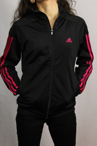 Adidas Polyester Unisex Branded Sport Jackets Black & Red Size S-Jackets-Bij Ons Vintage-S-Bij Ons Vintage
