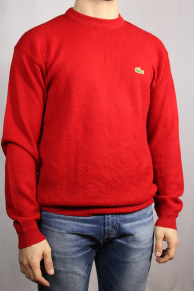 Lacoste Cotton Men's Branded Pullover Red Size L-Pullovers & Cardigans-Bij Ons Vintage-L-Bij Ons Vintage