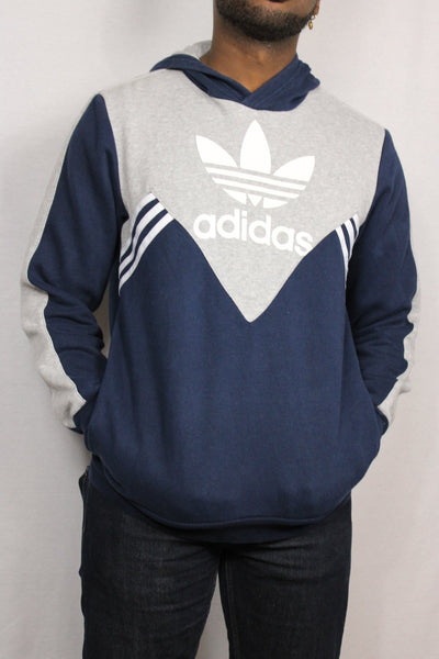 Adidas Cotton Unisex Branded Hoody Blue Size S-Sweaters & Hoodies-Bij Ons Vintage-M-Bij Ons Vintage