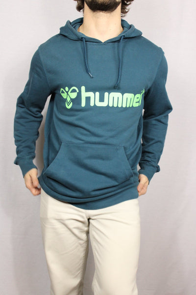Hummel Cotton Unisex Branded Hoody Green Size M-Sweaters & Hoodies-Bij Ons Vintage-M-Bij Ons Vintage