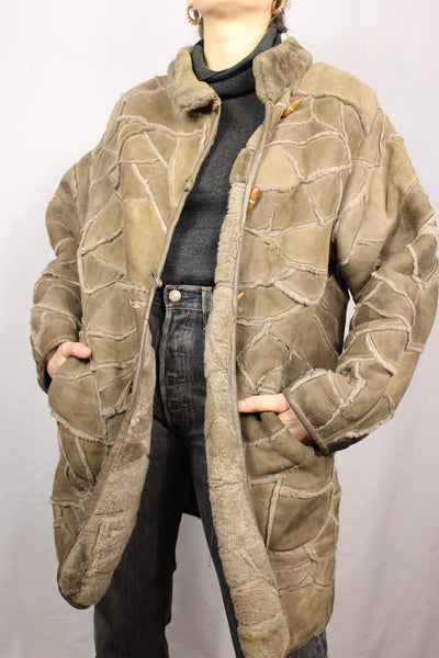 Lammy Shearling Women's Coat Brown Size L-Coats-Bij Ons Vintage-L-Bij Ons Vintage