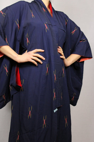 Polyester Unisex Kimono Blue Size M-Kimonos-Bij Ons Vintage-32/34-Bij Ons Vintage