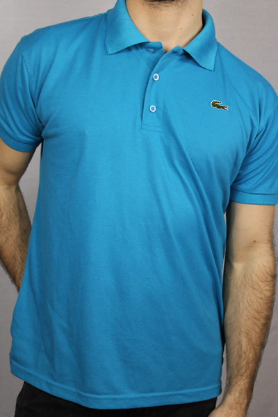 Lacoste Cotton Unisex Branded Polo Blue Size L-Tees & Polos-Bij Ons Vintage-34-Bij Ons Vintage