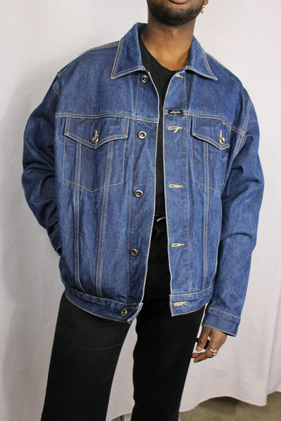 Kani Denim Unisex Branded Jacket Blue Size L-Jackets-Bij Ons Vintage-#REF!-Bij Ons Vintage