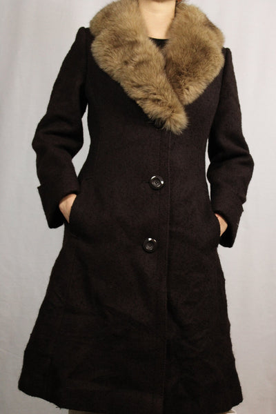 70's Wool Women's Coat Brown Size M-Coats-Bij Ons Vintage-M-Bij Ons Vintage