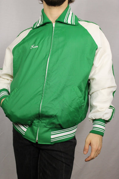 Acme Polyester Unisex Baseball Jacket Green Size L-Baseball Jackets-Bij Ons Vintage-L-Bij Ons Vintage