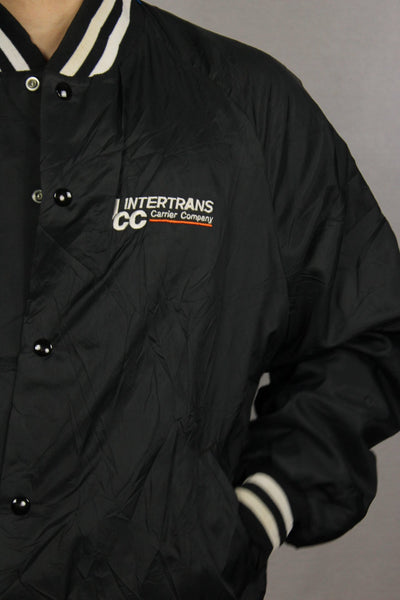 Intertrans Polyester Unisex Baseball Jacket Black Size L-Baseball Jackets-Bij Ons Vintage-L-Bij Ons Vintage