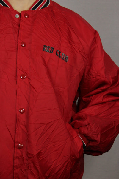 Red club Nylon Unisex Baseball Jacket Red Size XXL-Baseball Jackets-Bij Ons Vintage-XXL-Bij Ons Vintage