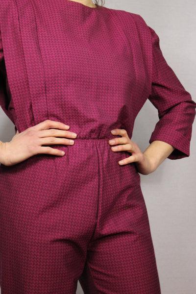 80's Polyester Women's Jumpsuit Pink Size S-Dresses & Jumpsuits-Bij Ons Vintage-S-Bij Ons Vintage