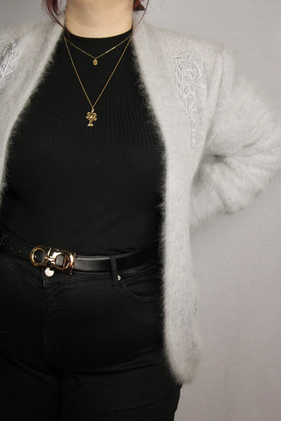 Angora Women's Cardigan White-Pullovers & Cardigans-Bij Ons Vintage-#REF!-Bij Ons Vintage