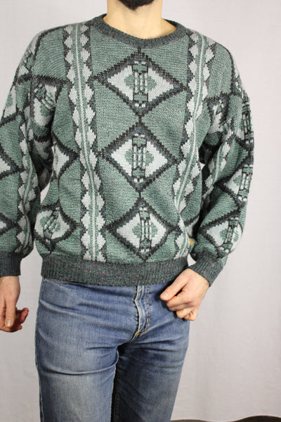 Cotton Men's Pullover Green Size M-Pullovers & Cardigans-Bij Ons Vintage-m-Bij Ons Vintage