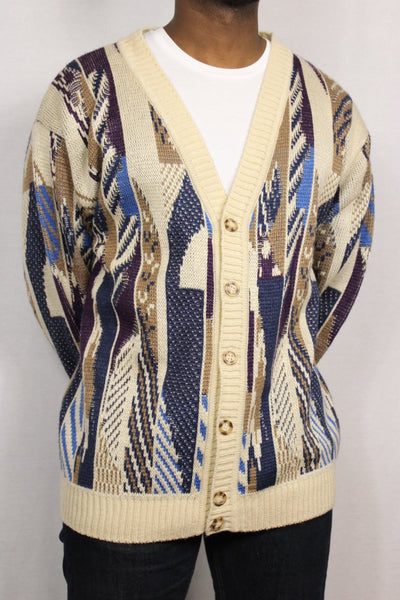 Acrylic Men's Cardigan Size M-Pullovers & Cardigans-Bij Ons Vintage-#REF!-Bij Ons Vintage