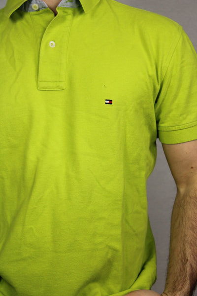 Tommy Hilfiger Cotton Unisex Branded Polo Green Size M-Tees & Polos-Bij Ons Vintage-#REF!-Bij Ons Vintage