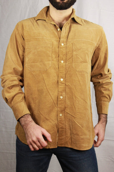 Corderoy Men's Shirt Camel Size L-Shirts-Bij Ons Vintage-l-Bij Ons Vintage
