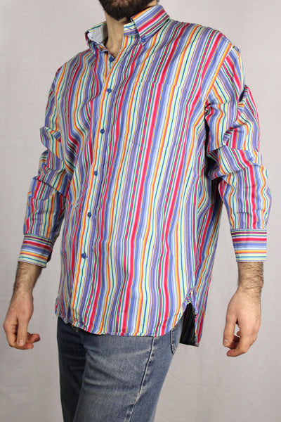 Tommy Hilfiger Cotton Men's Branded Shirt Stripped Size L-Shirts-Bij Ons Vintage-l-Bij Ons Vintage