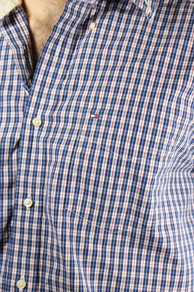 Tommy Hilfiger Cotton Men's Branded Shirt Checked Size L-Shirts-Bij Ons Vintage-l-Bij Ons Vintage