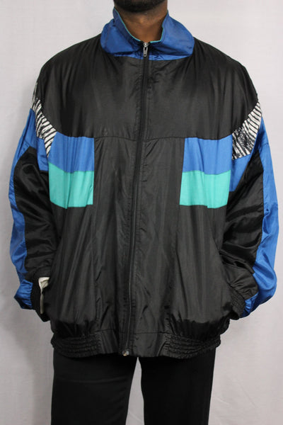 Polyester Unisex Sport Jackets Black Size XXL-Jackets-Bij Ons Vintage-XXL-Bij Ons Vintage