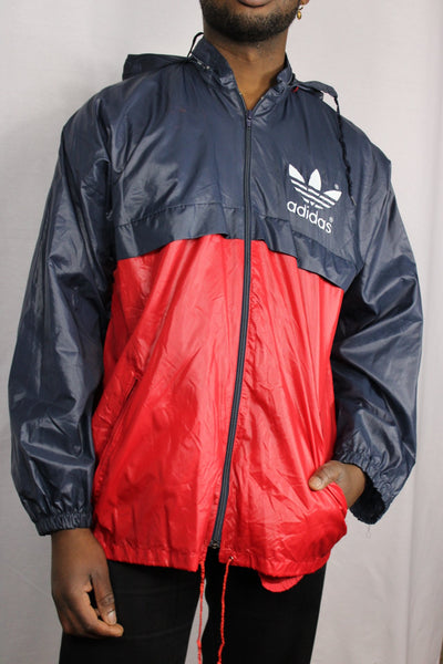 Adidas Polyester Unisex Branded Sport Jackets Red & Blue Size L-Jackets-Bij Ons Vintage-L-Bij Ons Vintage