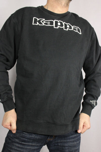 Kappa Cotton Unisex Branded Sweater Black Size XL-Sweaters & Hoodies-Bij Ons Vintage-XL-Bij Ons Vintage