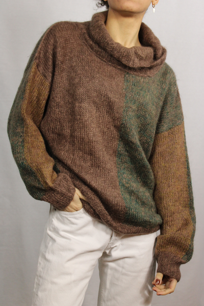 Mohair Women's Pullover Brown Size M-Pullovers & Cardigans-Bij Ons Vintage-Bij Ons Vintage